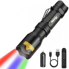  X004 Multicolor Flashlight Red Light Green Light USB Rechargeable Blue Light  picture