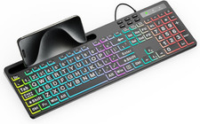 Large Print Backlit Keyboard, WK712 Wired Computer Keyboards with 7 Colors & 11 picture