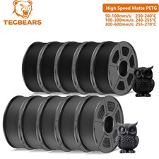TECBEARS 10KG PETG Black&Gray Rapid Matte PETG 600mm/s 3D Printer Filament US picture