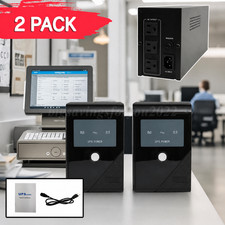 2PK Backup UPS Uninterruptible Power Supply 500VA 300W 3 Outlet Display Battery picture