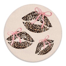 BILLAION Coquette Pink Bow Leopard Lips Mouse Pad for Desk, 7.9 inches,  picture