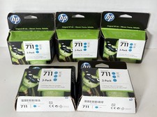 LOT OF 5 Genuine HP 711 Cyan 29ml Original Ink Cartridges CZ134A 3-Pack OEM 2021 picture