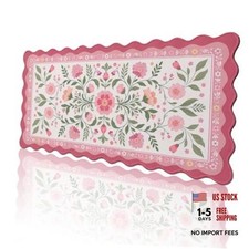 Pink Flowers Scalloped Desk Mat, Vintage Cottagecore Garden Pink Flowers_08 picture