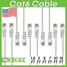 5 x Cat 6 Patch Cord White Cat6 Cable Ethernet RJ45 Connectors Internet Wire picture