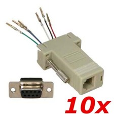 10 Pack - DB9 9-Pin Serial RS232 Female to RJ12/RJ11 Phone 6P6C Modular Adapter picture