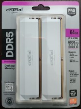 BRAND NEW CRUCIAL PRO 64GB (2 x 32GB) DDR5 CL40 6000MHZ OC PERFORMANCE RAM WHITE picture
