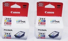 2 Genuine Original Factory Sealed OEM Canon 244 Color Inkjet Cartridges picture