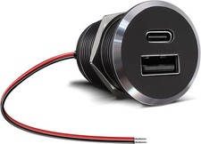 12V USB Outlet All-Aluminum QC 3.0 USB-A & USB-C PD3.0 Dual Small Version picture