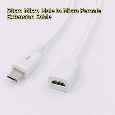 50cm Cellphone/Tablet USB Micro Male to Female Sync & Charging Extension Cable picture