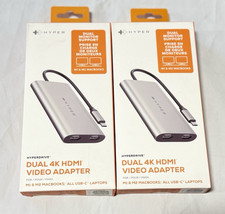 LOT OF 2 HyperDrive USB-C HDMI Converter Cable Dual 4K 60Hz 30Hz HDM1 Silver NEW picture