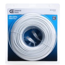 Commercial Electric 150 Feet CAT5e Patch Cord - White High Speed Internet Cable picture
