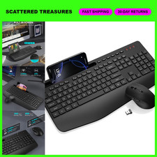 Wireless Ergonomic Keyboard & Mouse Combo - Full-Sized, Comfortable Wrist Rest picture