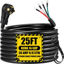 25 FT 6/8 AWG 50 Amp 4 Prong Replacement RV Power Cord Compatible with NEMA 14-5 picture