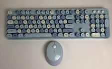 MOFii Wireless Sweet Keyboard and Mouse Combo 2.4Ghz Colorful Keyboard USA Blue picture