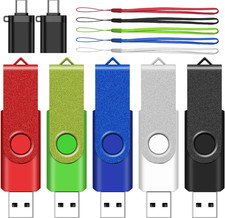 8GB Flash Drive with Type C Adapter,  5 Pack USB 2.0 Thumb Drives picture
