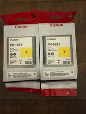 2-Pack Genuine Canon PFI-102Y Yellow 130ml Ink Tanks New Sealed Expired picture