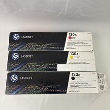 Lot of 3 Genuine HP 130A MYK Color Laser Toner CF352A CF353A CF350A Open Box picture