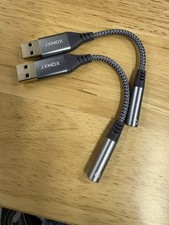 JXMOX USB male to 3.5mm Female Adapter 2 back Woven Nylon Cable picture