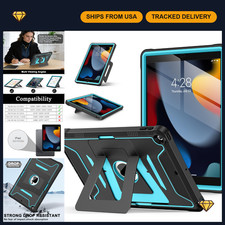 iPad 9th/8th/7th Gen Case - Slim Protective Cover, Black & Blue, 2021-2019 Model picture