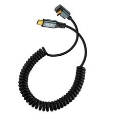 Telescopic Stretch Coiled USB-C USB4 Cable Type-C Male to Male 20Gbps Up Angled picture