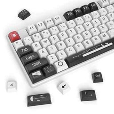 133-Key Minimalist White and Black PBT keycaps Custom 75 Percent XDA Keycap S... picture