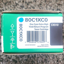 Lexmark 80C1XC0 Genuine Return Program Cyan Extra High Yield Toner CX510 picture