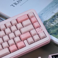 164 PCS Sakura Pink PBT Keycaps Double Shot Cherry Profile Translucent picture