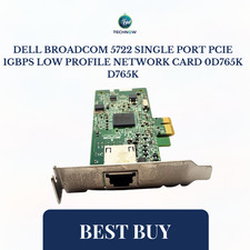 Dell Broadcom 5722 Single Port PCIe 1Gbps Low Profile Network Card 0D765K D765K picture