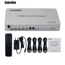 4K 60Hz Matrix Switch HDMI 4x2 KVM Matrix Supports Keyboard Mouse Speakers PC picture