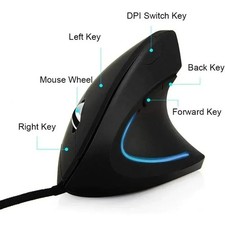 Ergonomic Vertical Wired RGB Gaming Mouse 3200 DPI USB Optical Mouse for PC picture