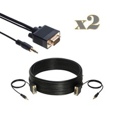 2-Pack - 15FT SVGA M/M Cable + 3.5mm Aux Audio Jack for Monitor PC Projector TV picture