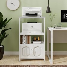 4 Tier Printer Stand File Cabinet w/Adjustable Open Shelves White picture