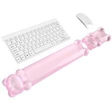Gel Keyboard Mouse Wrist Rest Set Clear 60%/68%/75% Cute Pink Bear Gaming picture