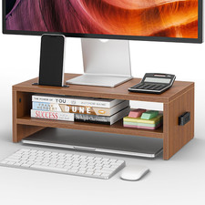 Wooden Monitor Stand Riser for Desk, 2-Tier Computer Monitor Stand picture