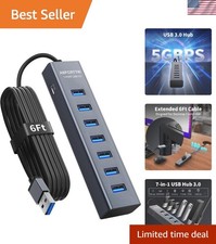 Portable 7-Port USB 3.0 Aluminum Hub – Effortless Plug and Play for All Systems picture