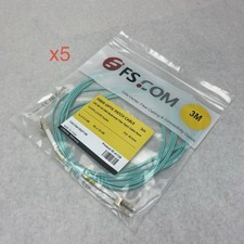 FS.Com Fibre Optic Patch Cable 10G 50/125 OM3 Multimode Color Aqua 3M - Lot Of 5 picture