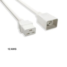 LOT 10pcs White 10ft 12AWG Color Power Cable IEC60320 C19 to IEC320 C20 20A/250V picture