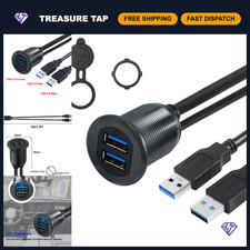 3.3FT USB 3.0 Mount Cable - Metal Shell Dual Ports A Male to Female AUX Extensio picture