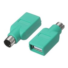 2 Pcs USB to PS/2 Adapter, Plastic USB A Female to PS/2 Male Converter, Green picture