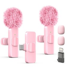 LIZHUZHONG Wireless Lavalier Lapel Microphone for iPhone, iPad, Small, Pink picture