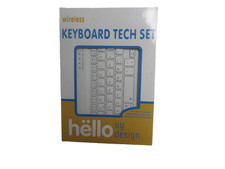 Hello By Design White Standalone Wireless Tech Set Keyboard With Tablet Stand picture