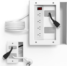 In Wall Cable Management Kit with Recessed Outlet Box, 4 Outlets, 9.8FT Cord, Ha picture