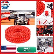 Pangda 25Ft Hydraulic Hose Protector 2 Inch Spiral Wrap Cover - Red picture