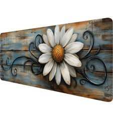 Rustic White Daisy Desk Pad Floral Farmhouse Spring Country Extended Gaming M... picture