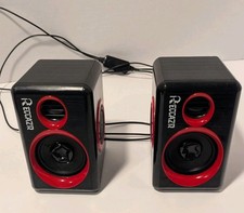 Reccazr SP2040 USB 2.0 Computer Speakers Black Red 3.5mm Aux Used picture