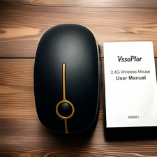 VssoPlor MS001 Wireless Optical Mouse Black Silent Plug & Play 1600 DPI 3-Button picture