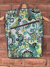 LL Bean Messenger Laptop Bag Turquoise & Green Floral Divided Many Pockets & Zip picture