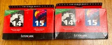 Lot of 2- Sealed Bag Lexmark 14 Black 15 Color Inkjet Cartridges picture