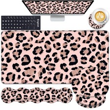CICPLKSE Mouse Pad,Large Pink Desk Mat, 4in1 XXL Mousepad + Keyboard Wrist Re... picture