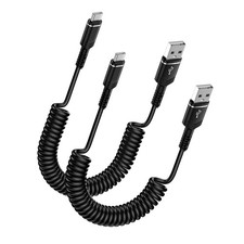 Retractable iPhone 17e Car Charger USB C Coiled Cord Carplay 4-6 feet picture
